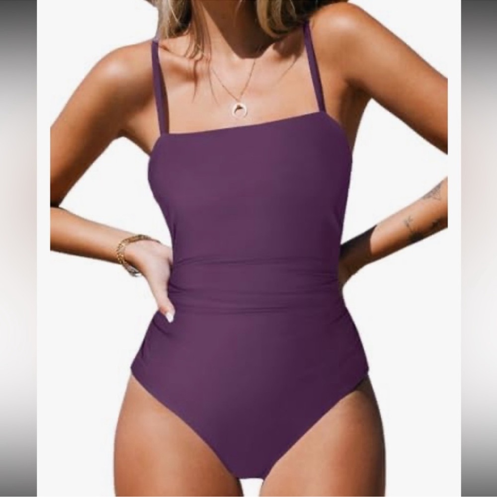CUPSHE Purple Tummy Control Strappy Back
Adjustable Straps Swimsuit XL CALLOUT